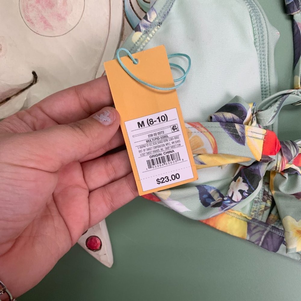 NWT Orange Grove Soft Green Shoulder Ruffle Bralette Bikini Top - Kona Sol - Picture 9 of 11